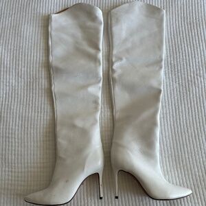 SCHUTZ Size 7 White Over-The-Knee Boots, Genuine Leather
